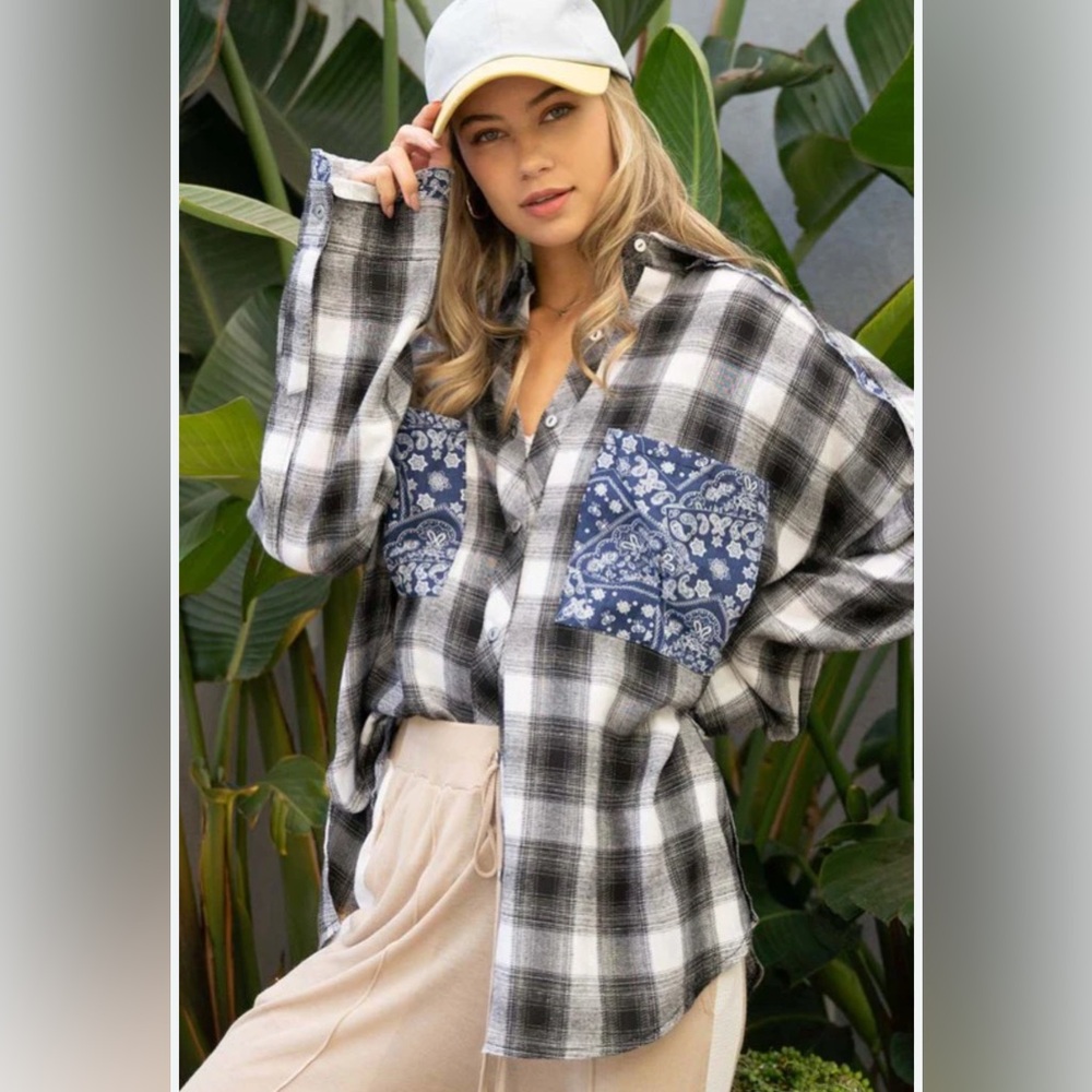 POL flannel unique button-down shirt - image 1